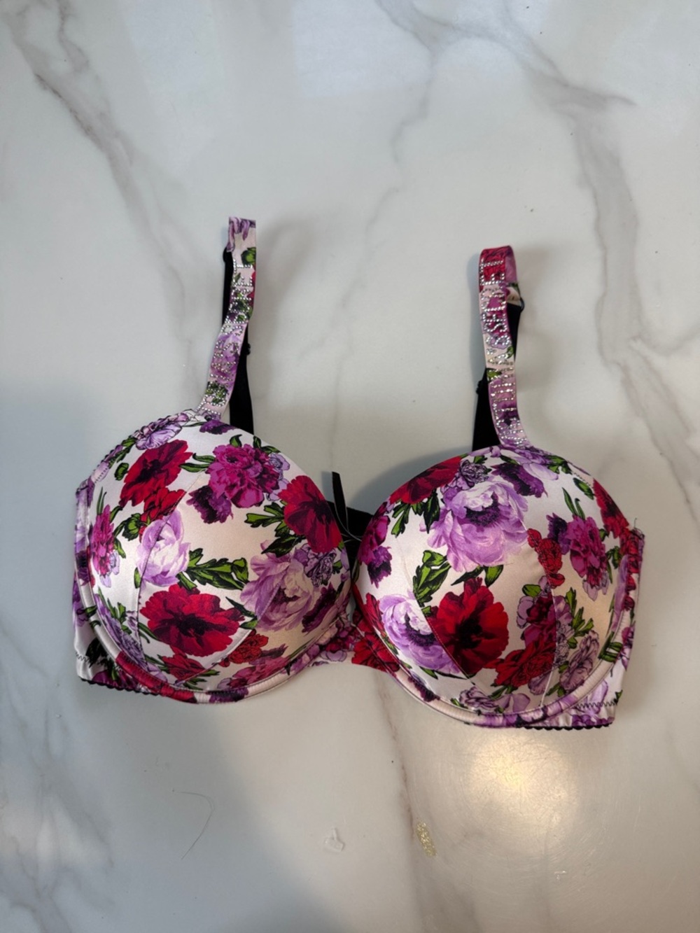 Victoria's Secret Floral Molded Push-Up Bra - Purple & Pink
